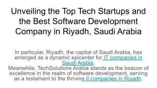 Unveiling the Top Tech Startups and the Best Software Development Company in Riyadh, Saudi Arabia