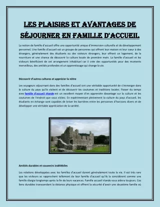 Les plaisirs et avantages de séjourner en famille d'accueil