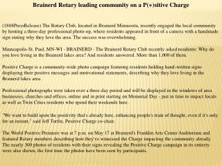 brainerd rotary leading community on a p(+)sitive charge