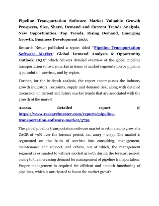 Pipeline Transportation Software Market Emerging Growth 2035