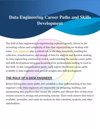 Data Engineering Career Paths and Skills Development