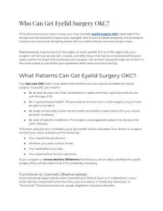Who Can Get Eyelid Surgery OKC