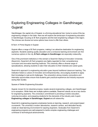 Exploring Engineering Colleges in Gandhinagar, Gujarat