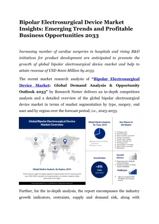 Bipolar Electrosurgical Device Market Growth 2033