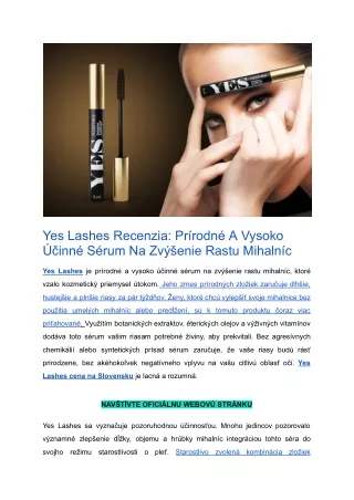 Yes Lashes Recenzia_ Prírodné A Vysoko Účinné Sérum Na Zvýšenie Rastu Mihalníc