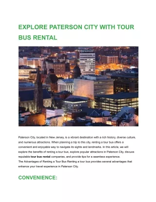 EXPLORE PATERSON CITY WITH TOUR BUS RENTAL |BUS CHARTER NATIONWIDE USA