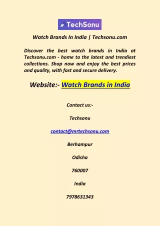 Watch Brands in India