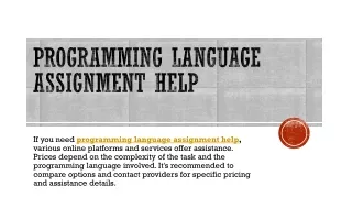 Programming Language Assignment Help & HND Assignment Help