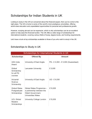 Benefits of UK scholarships for Indian Students