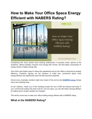 How to Make Your Office Space Energy Efficient with NABERS Rating
