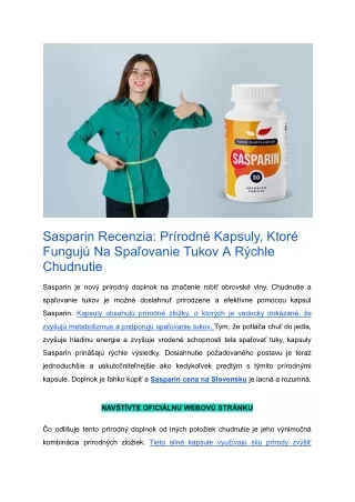 Sasparin Recenzia_ Prírodné Kapsuly, Ktoré Fungujú Na Spaľovanie Tukov A Rýchle Chudnutie