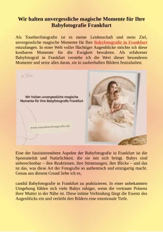 Wir halten unvergessliche magische Momente für Ihre Babyfotografie Frankfurt