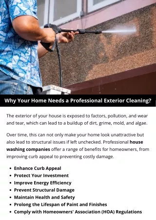 Why Your Home Needs a Professional Exterior Cleaning?