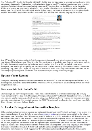 The Worst Advice We've Ever Heard About create cv sri lanka