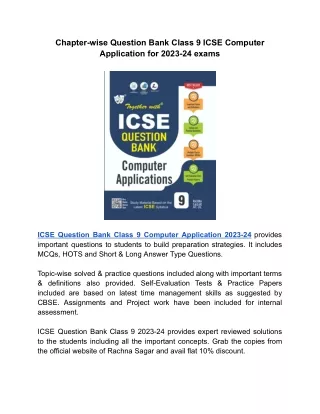 ICSE Question Bank Class 9 Computer Application 2023-24 provides Self-Evaluation