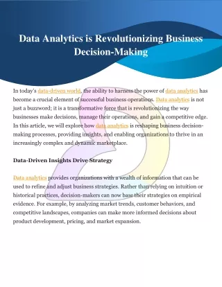 Data Analytics is Revolutionizing Business Decision-Making