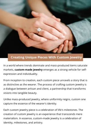 Creating Unique Pieces With Custom Jewelry