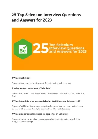 25 Top Selenium Interview Questions and Answers for 2023