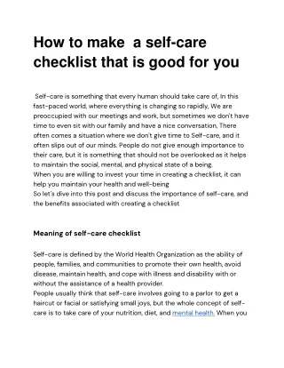 How to make a self-care checklist that actually works for you