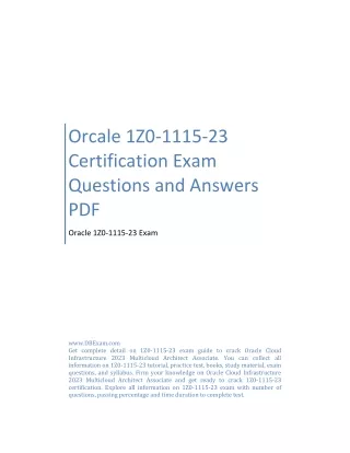 Orcale 1Z0-1115-23 Certification Exam Questions and Answers PDF