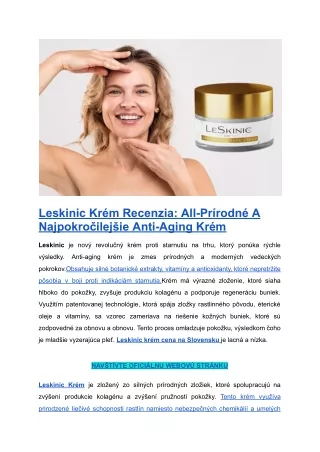 Leskinic Krém Recenzia_ All-Prírodné A Najpokročilejšie Anti-Aging Krém