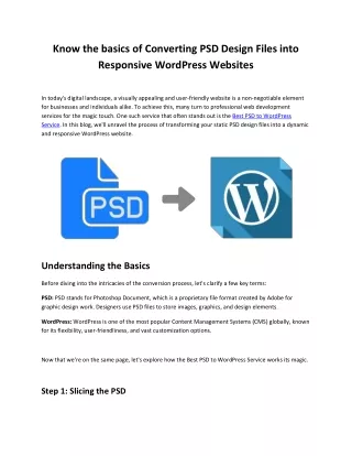 Know the basics of Converting PSD Design Files into Responsive WordPress Websites