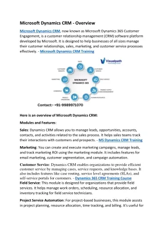 Dynamics 365 CRM Training Course | MS Dynamics CRM Training