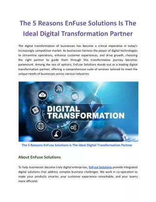 The 5 Reasons EnFuse Solutions Is The Ideal Digital Transformation Partner