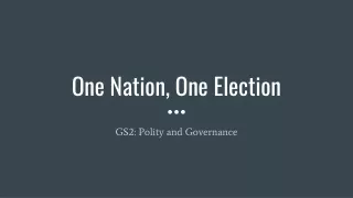 ONE NATION ONE ELECTION