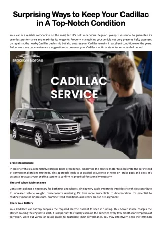 Surprising Ways to Keep Your Cadillac in A Top-Notch Condition