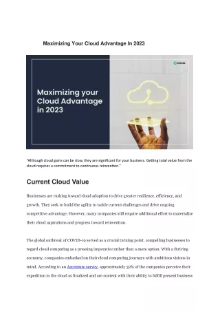 Maximizing Your Cloud Advantage In 2021