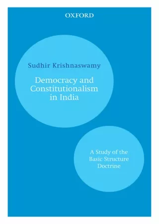 Download [PDF] Democracy and Constitutionalism in India: A Study of the Basic Structure