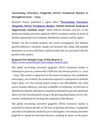 Necrotizing Ulcerative Gingivitis (NUG) Treatment Market  2022 – 2035