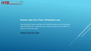 Remote Jobs Part Time  H1btalents.com