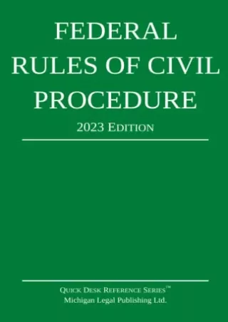 get [PDF] Download Federal Rules of Civil Procedure 2023 Edition: With Statutory Supplement