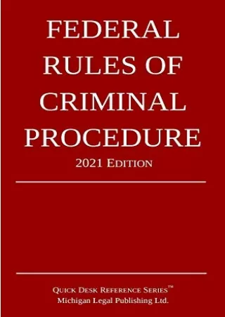 Download Book [PDF] Federal Rules of Criminal Procedure 2021 Edition