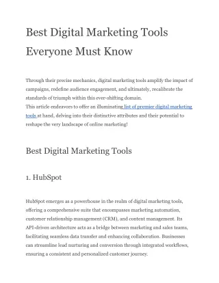 Best Digital Marketing Tools Everyone Must Know