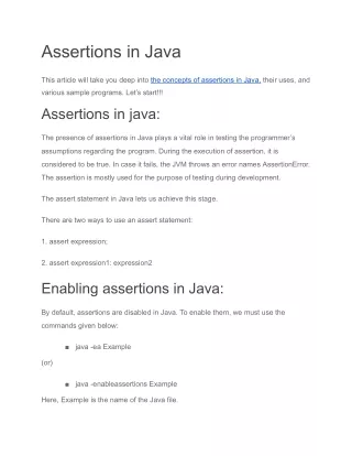 Assertions in Java