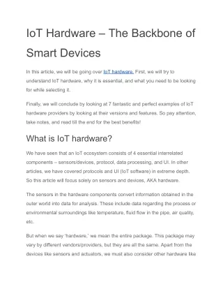 IoT Hardware – The Backbone of Smart Devices