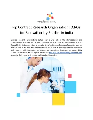 Best CROs for bioavailability studies in India