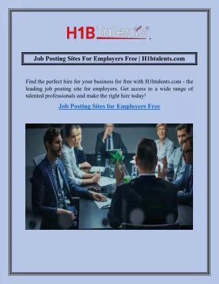 Job Posting Sites For Employers Free  H1btalents.com