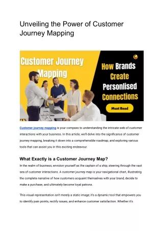 Unveiling the Power of Customer Journey Mapping