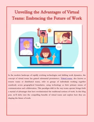 Unveiling the Advantages of Virtual Teams: Embracing the Future of Work