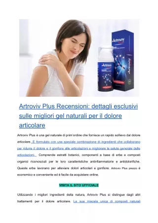 Artroviv Plus Recensioni_ dettagli esclusivi sulle migliori gel naturali per il dolore articolare_