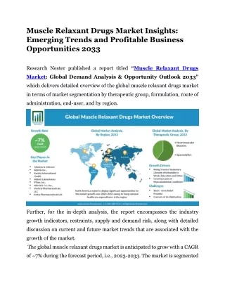 Muscle Relaxant Drugs Market Size and Share Analysis by Top Companies, 2023-2033