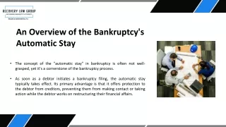 An Overview of the Bankruptcy's Automatic Stay