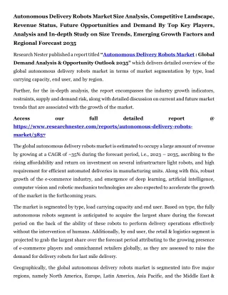 Autonomous Delivery Robots Market Growth Factors 2035