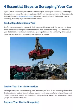 4 Essential Steps to Scrapping Your Car