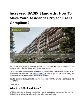 Increased BASIX Standards_ How To Make Your Residential Project BASIX Compliant?