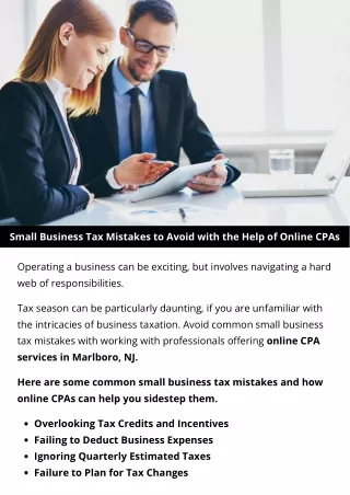 Small Business Tax Mistakes to Avoid with the Help of Online CPAs